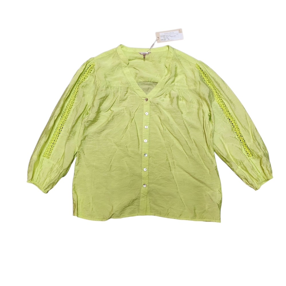 ESQUALO Vibrant Green Blouse with Lace Detail